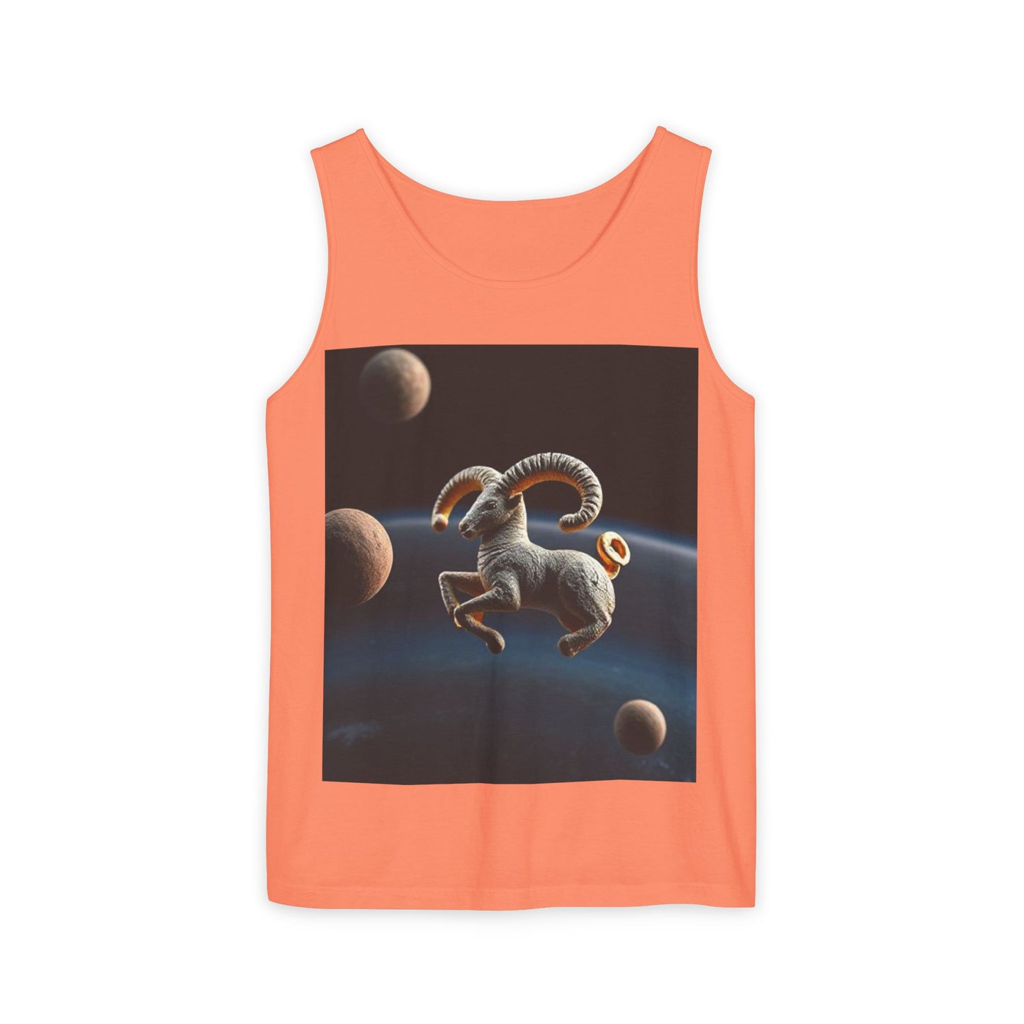 Unisex Garment-Dyed, Tank Top, Aries Design, Planet Animal v1, 100% US cotton