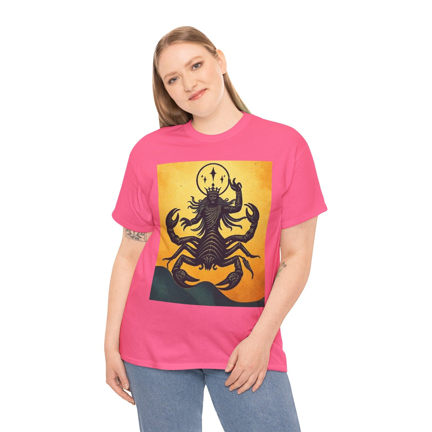 Unisex Heavy Cotton T-Shirt, Scorpion King, Print Art v1, Scorpio Zodiac Design