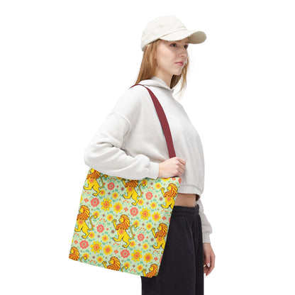 Tote Bag, (AOP), Leo, Zodiac v2, Flower Pattern