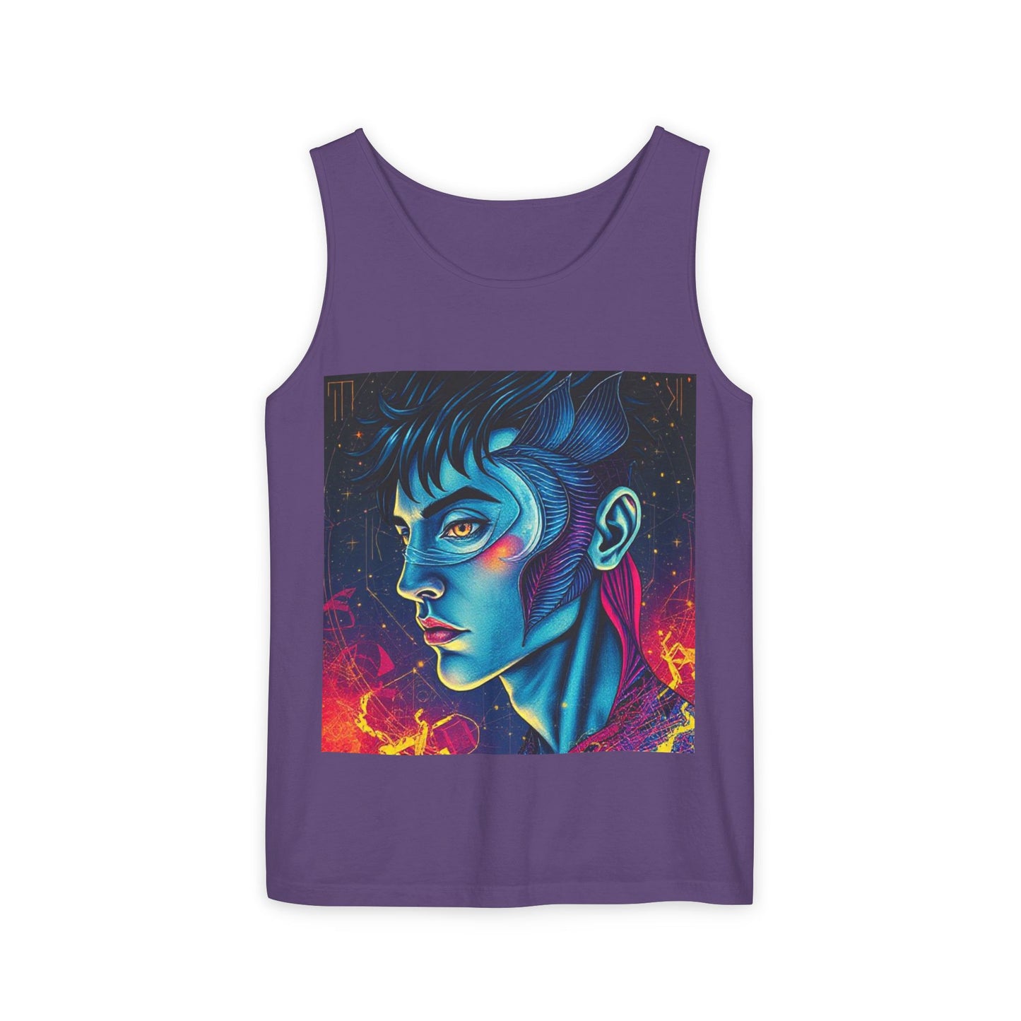 Unisex Garment-Dyed, Tank Top, Pisces Design, Pop Art v1, 100% US cotton