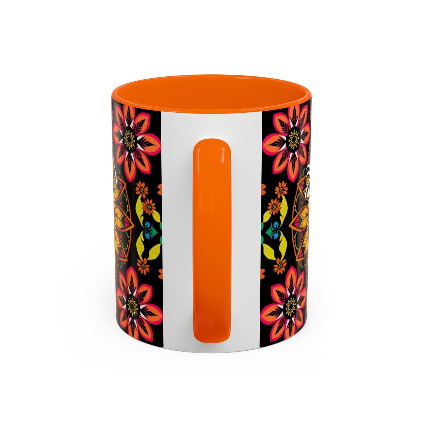 Accent Coffee Mug, Sagittarius, Zodiac v2. Flower Pattern, (11, 15oz)