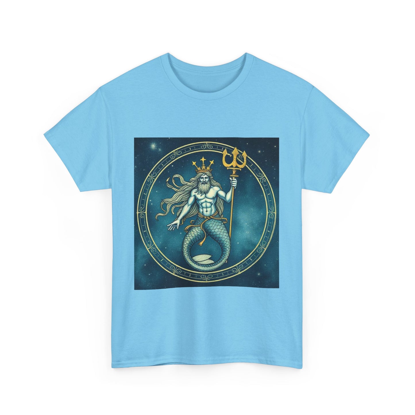 Unisex Heavy Cotton T-Shirt, Aquarius God 6v, Zodiac Design