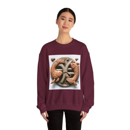 Unisex Heavy Blend™ Crewneck Sweatshirt,Two Fishes  Pisces Zodiac Design