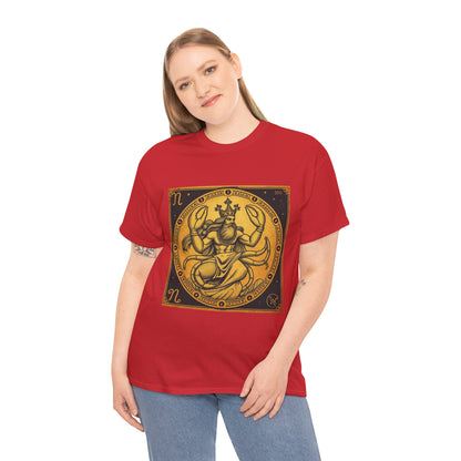Unisex Heavy Cotton T-Shirt, Crab King v1, Cancer Zodiac Design