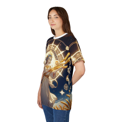 Unisex Cut & Sew T-Shirt (AOP), Fields, Virgo Zodiac Design, Regular fit, 100% Polyester