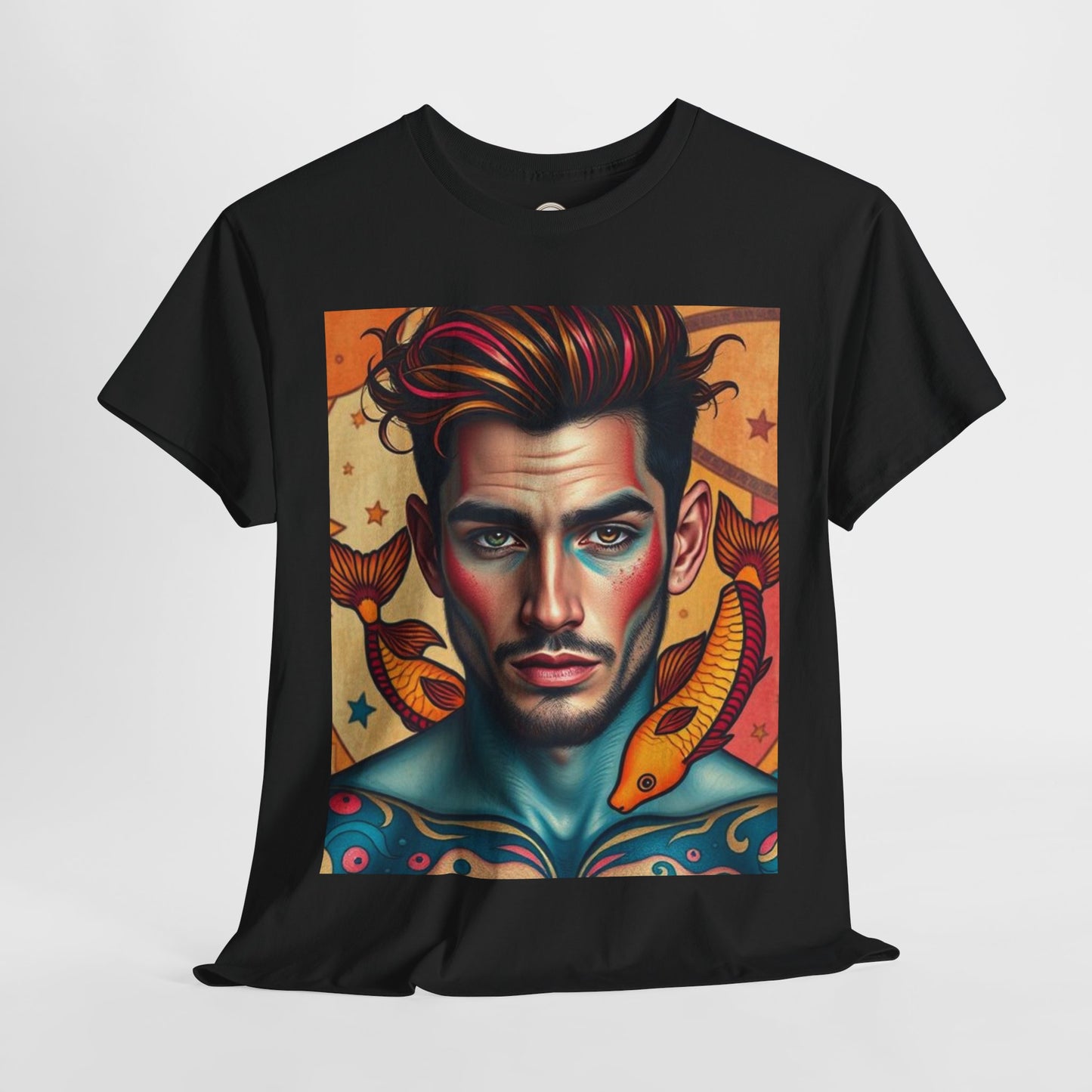 Unisex Heavy Cotton T-Shirt, Pisces, Zodiac v2, Sexy Art