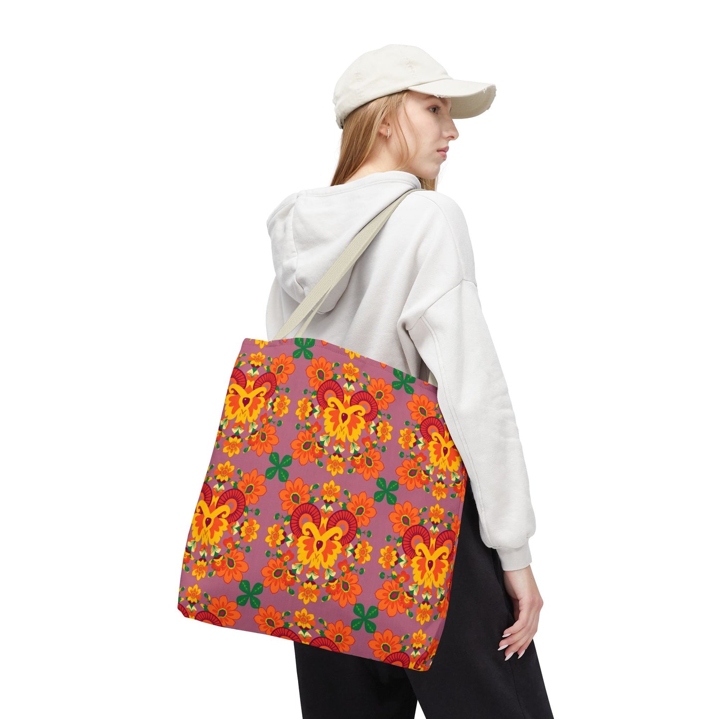 Tote Bag (AOP), Aries, Zodiac v1, Flower Pattern