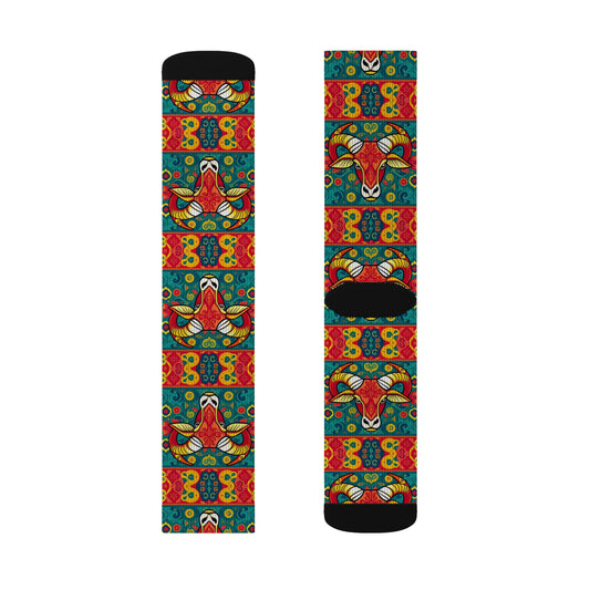 Sublimation Socks, Taurus, Zodiac v3, Pattern