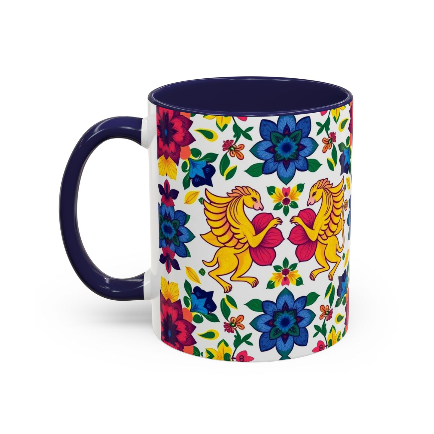 Accent Coffee Mug, Gemini, Zodiac, Flower Pattern, (11, 15oz)