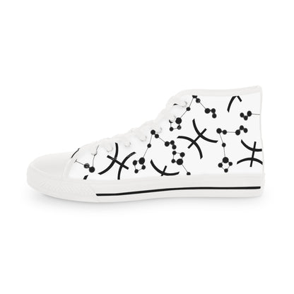 Men's High Top Sneakers, Breathable polyester canvas, Pisces Zodiac Design