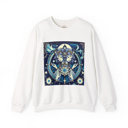 Unisex Heavy Blend™ Crewneck Sweatshirt,Twin Body, Gemini Zodiac Design