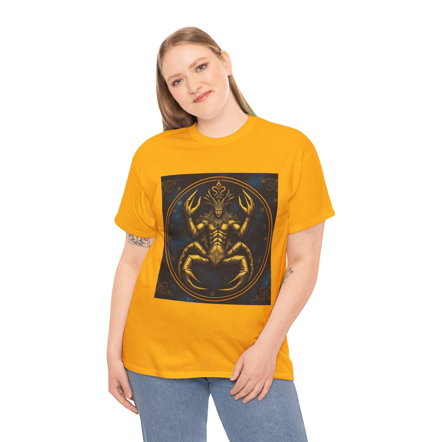 Unisex Heavy Cotton T-Shirt, Scorpion King, Cancer Zodiac Design