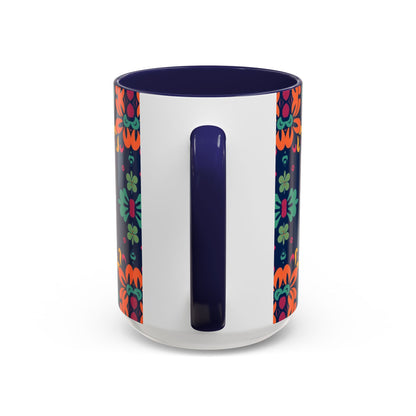 Accent Coffee Mug, Pisces, Zodiac. Flower Pattern, (11, 15oz)