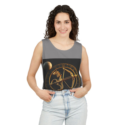 Unisex Garment-Dyed, Tank Top, Sagittarius Design, Planet Symbol v1, 100% US cotton