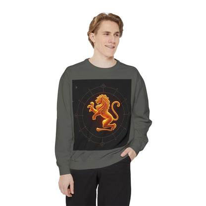 Garment-Dyed Sweatshirt, Unisex, Space Animal Design v1, Leo