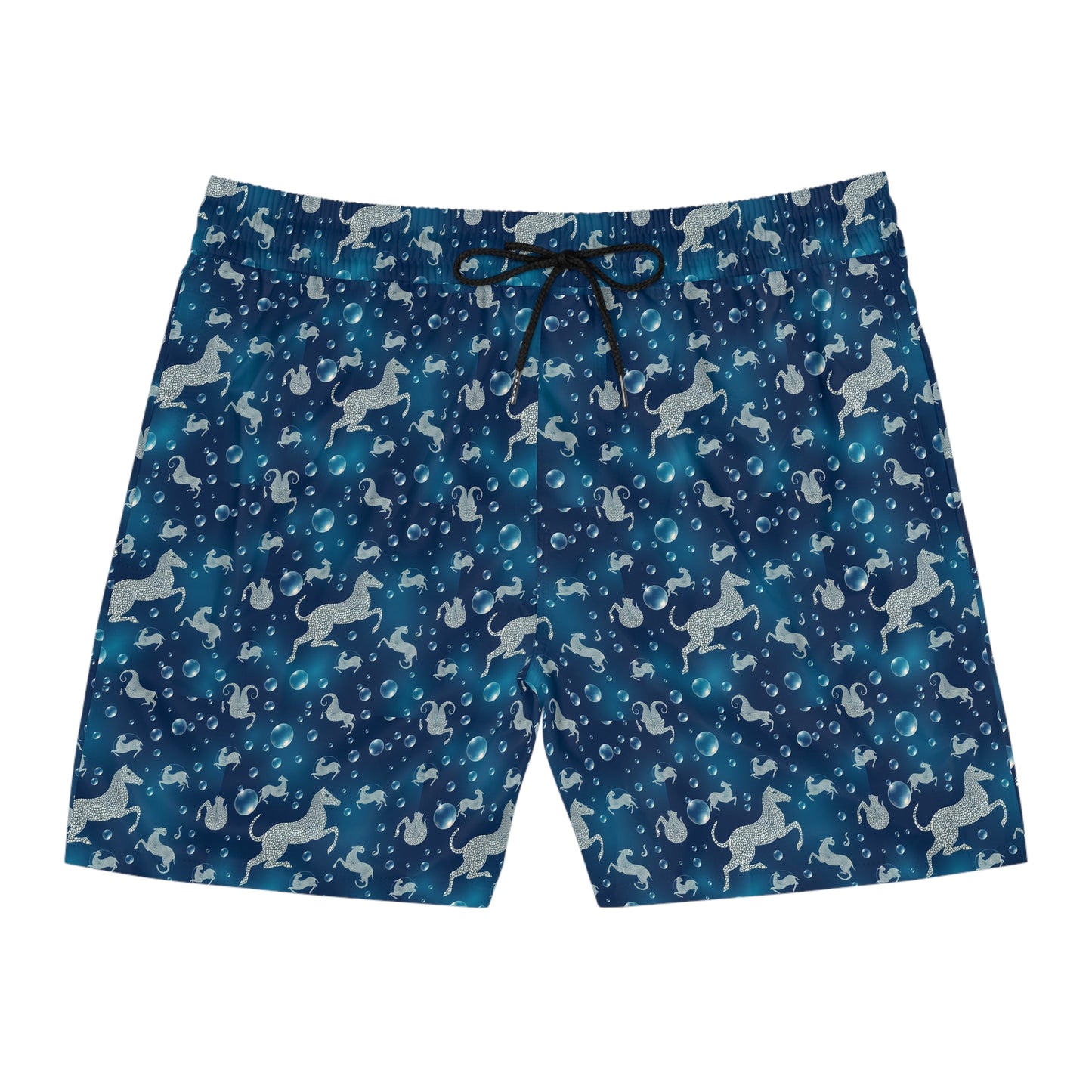 Men's Mid-Length Swim Shorts, (AOP), Capricorn, Zodiac v3, Bubble Pattern