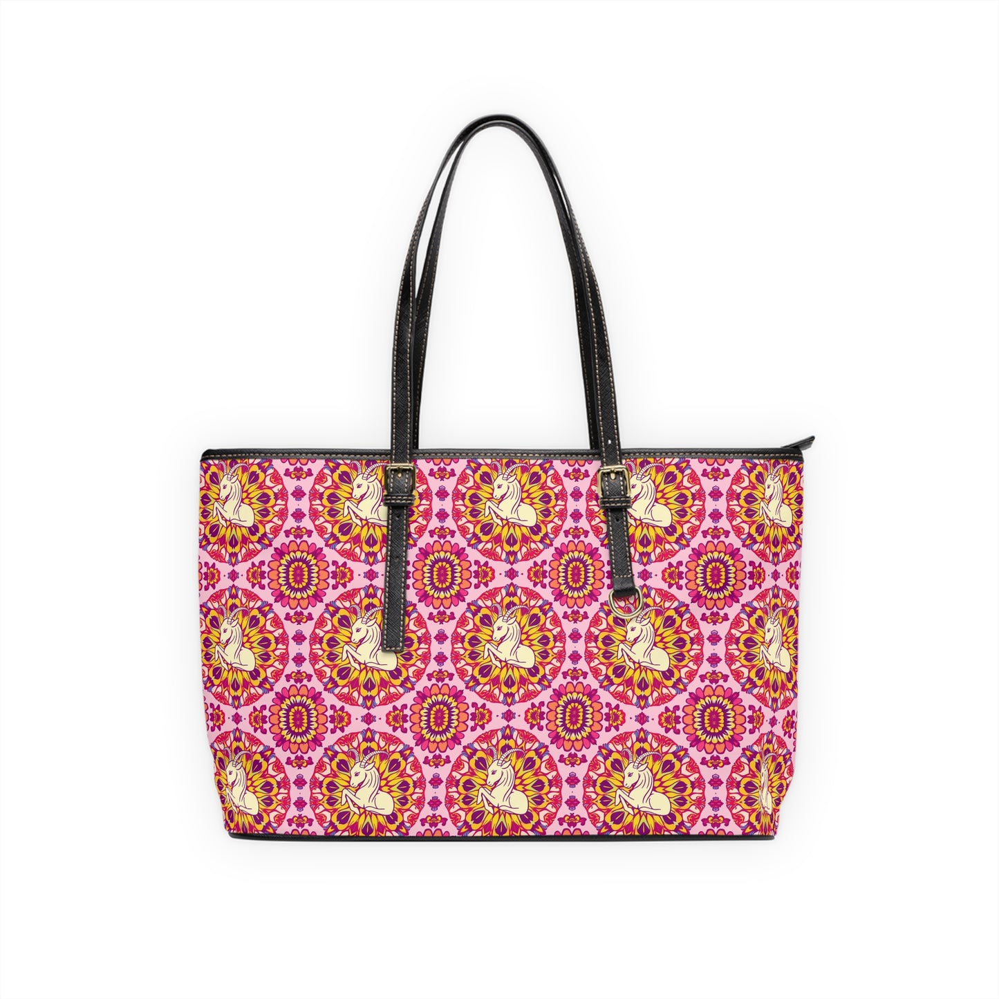 Leather Shoulder Bag, Capricorn, Zodiac, Flower Pattern