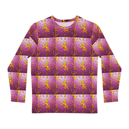 Men's Long Sleeve Shirt, (AOP), Leo, Zodiac v2, Pattern