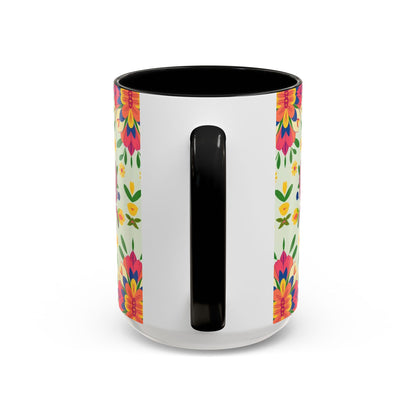 Accent Coffee Mug, Cancer, Zodiac v3, Flower Pattern, (11, 15oz)