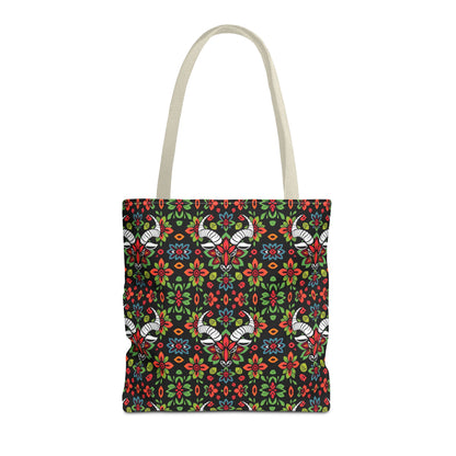 Tote Bag (AOP), Taurus, Zodiac v1, Flower Pattern