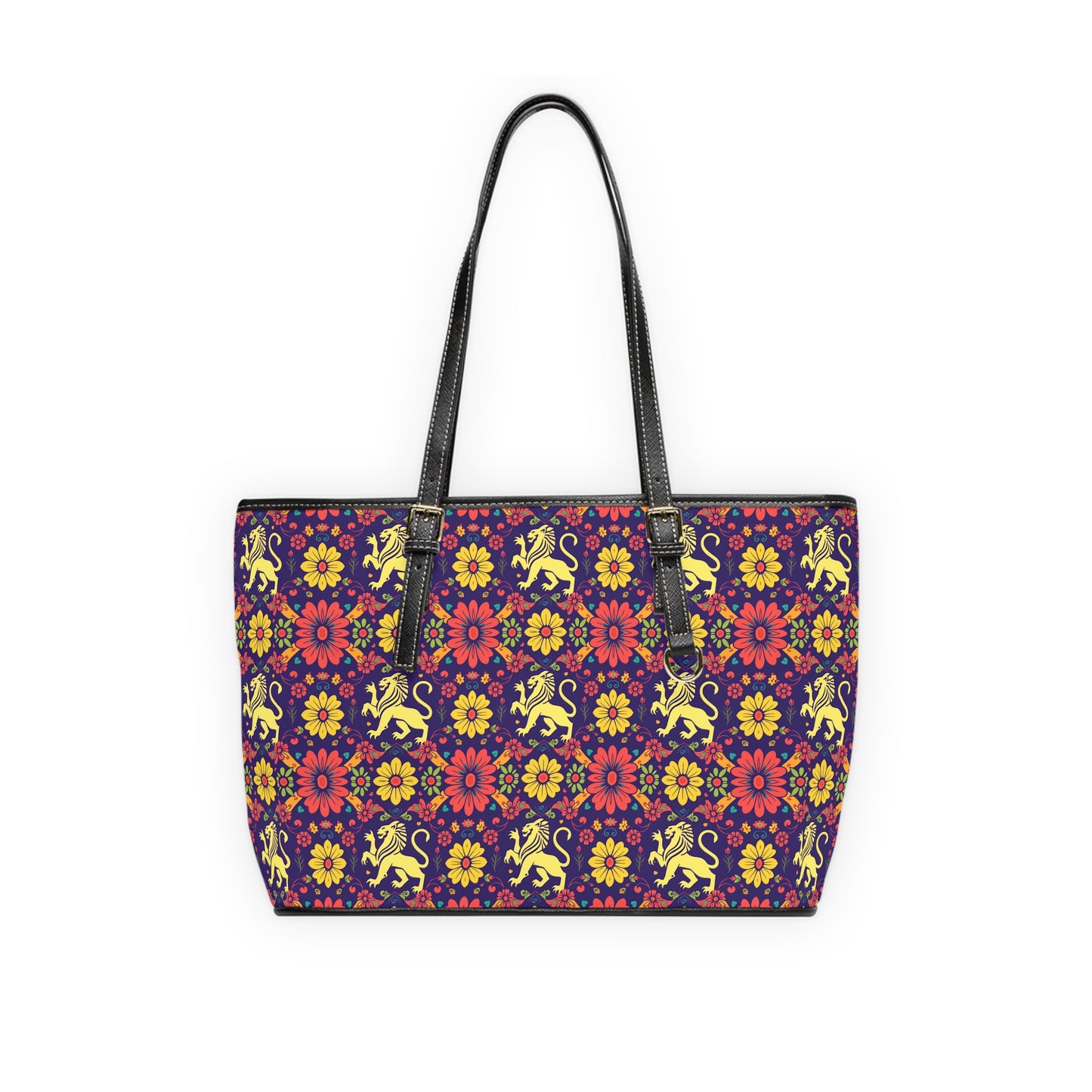 Leather Shoulder Bag, Leo, Zodiac v2, Flower Pattern