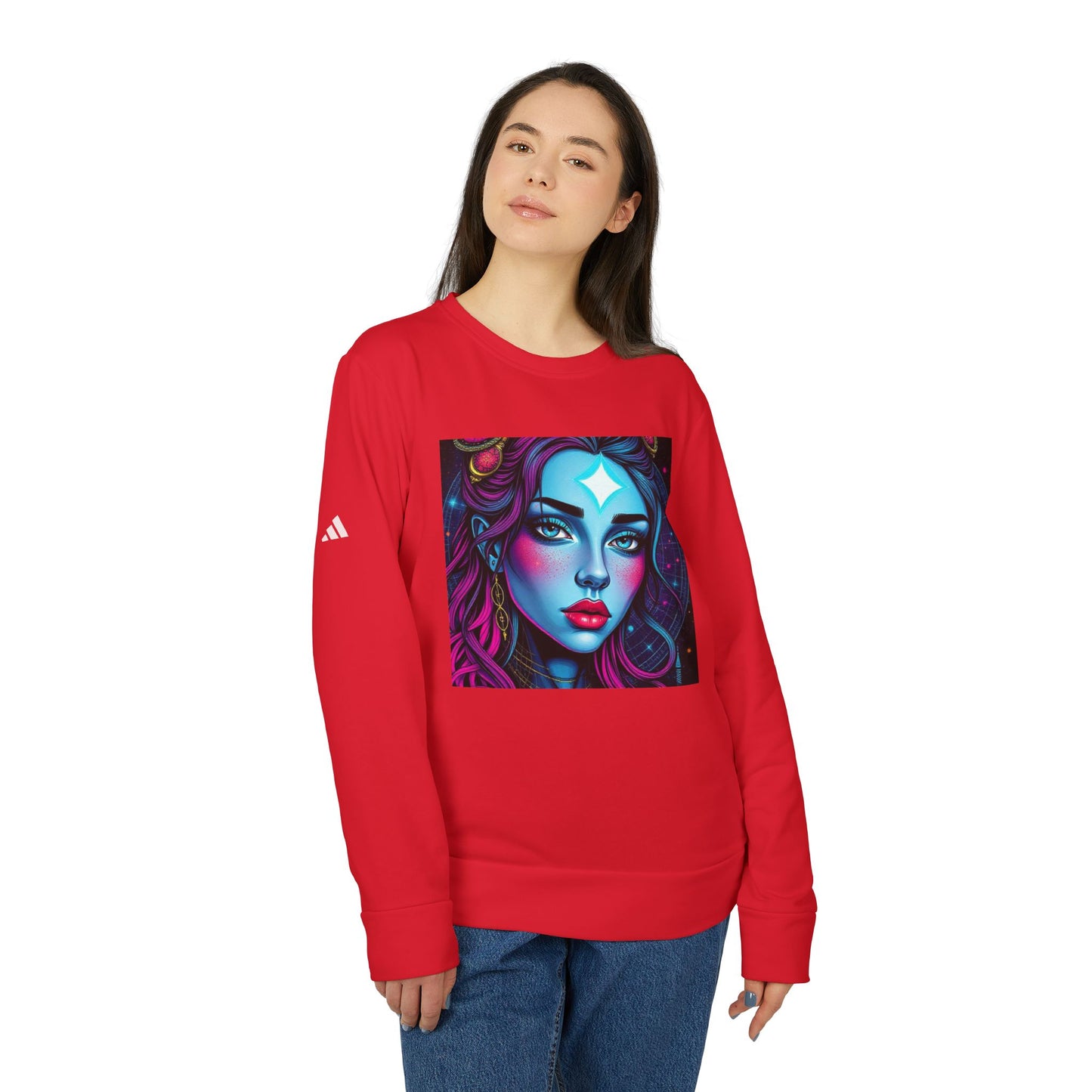 Adidas Unisex Fleece Crewneck Sweatshirt, Gemini, Pop Art, Zodiac
