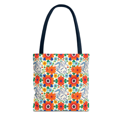 Tote Bag (AOP), Virgo, Zodiac v1, Flower Pattern