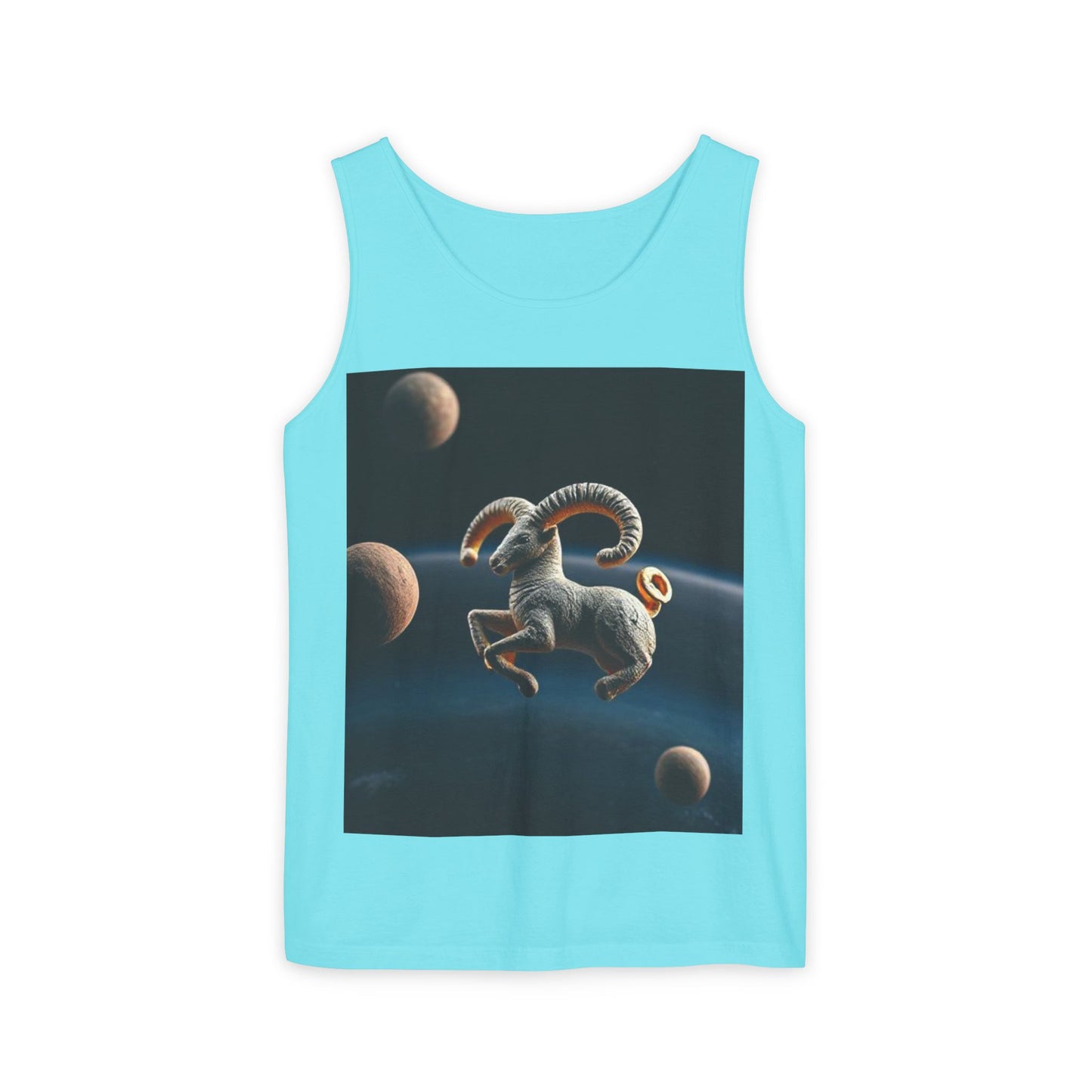 Unisex Garment-Dyed, Tank Top, Aries Design, Planet Animal v1, 100% US cotton