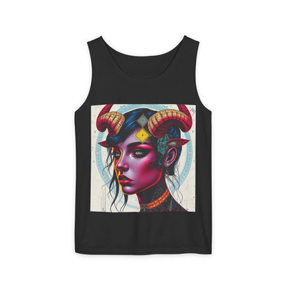 Unisex Garment-Dyed, Tank Top, Taurus Design, Pop Art v2, 100% US cotton