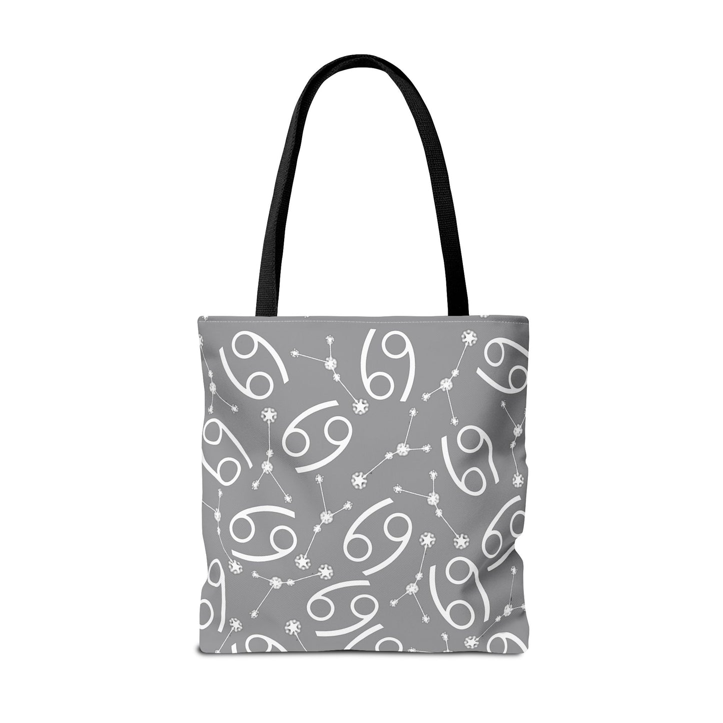Tote Bag, Cancer Zodiac Sign, AOP, (Grey, White)