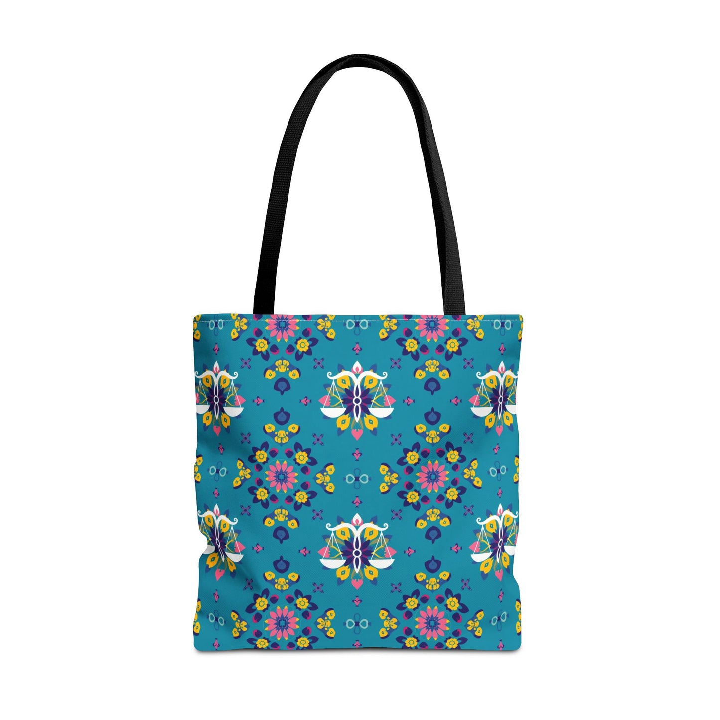 Tote Bag (AOP), Libra, Zodiac v1, Flower Pattern
