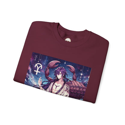 Unisex Heavy Blend™ Crewneck Sweatshirt, Scorpio Zodiac Design, purple scorpion anime