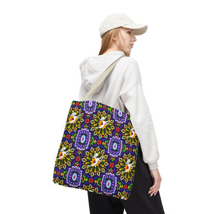 Tote Bag (AOP), Sagittarius, Zodiac v2, Flower Pattern