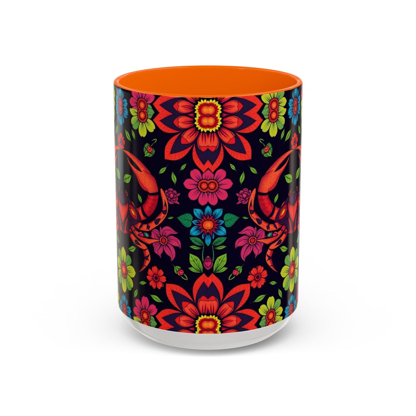 Accent Coffee Mug, Cancer, Zodiac v4, Flower Pattern, (11, 15oz)