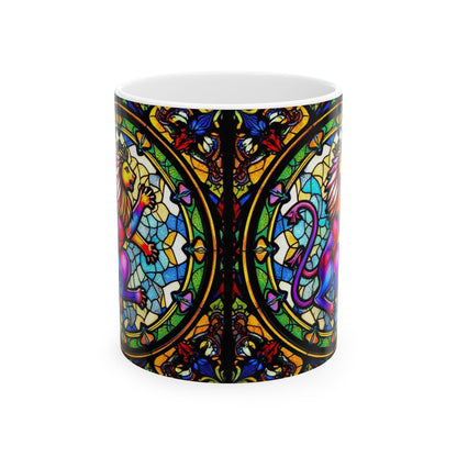 Ceramic Mug, (11oz, 15oz), Glass Design, AOP, Leo Zodiac Sign