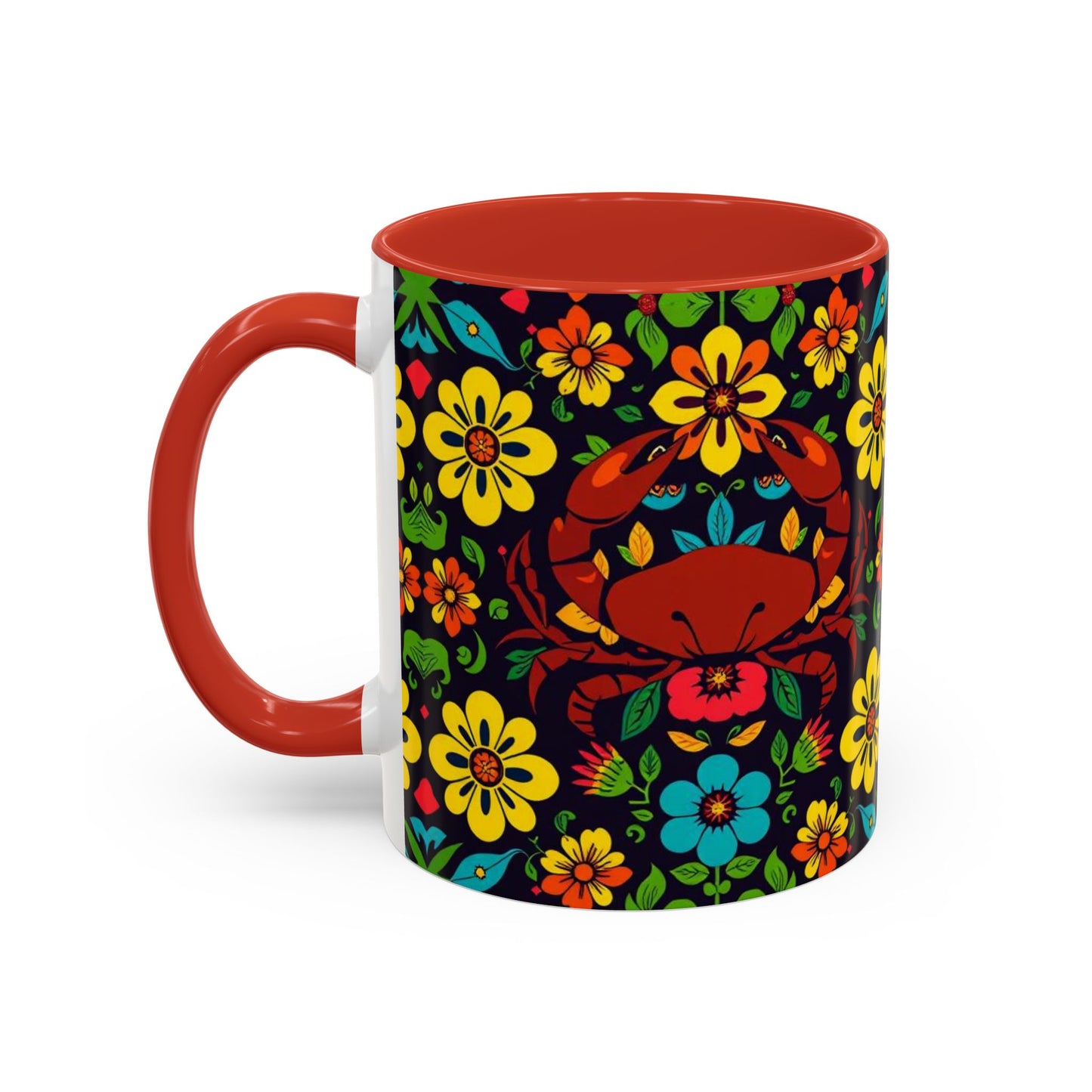 Accent Coffee Mug, Cancer, Zodiac v2, Flower Pattern, (11, 15oz)