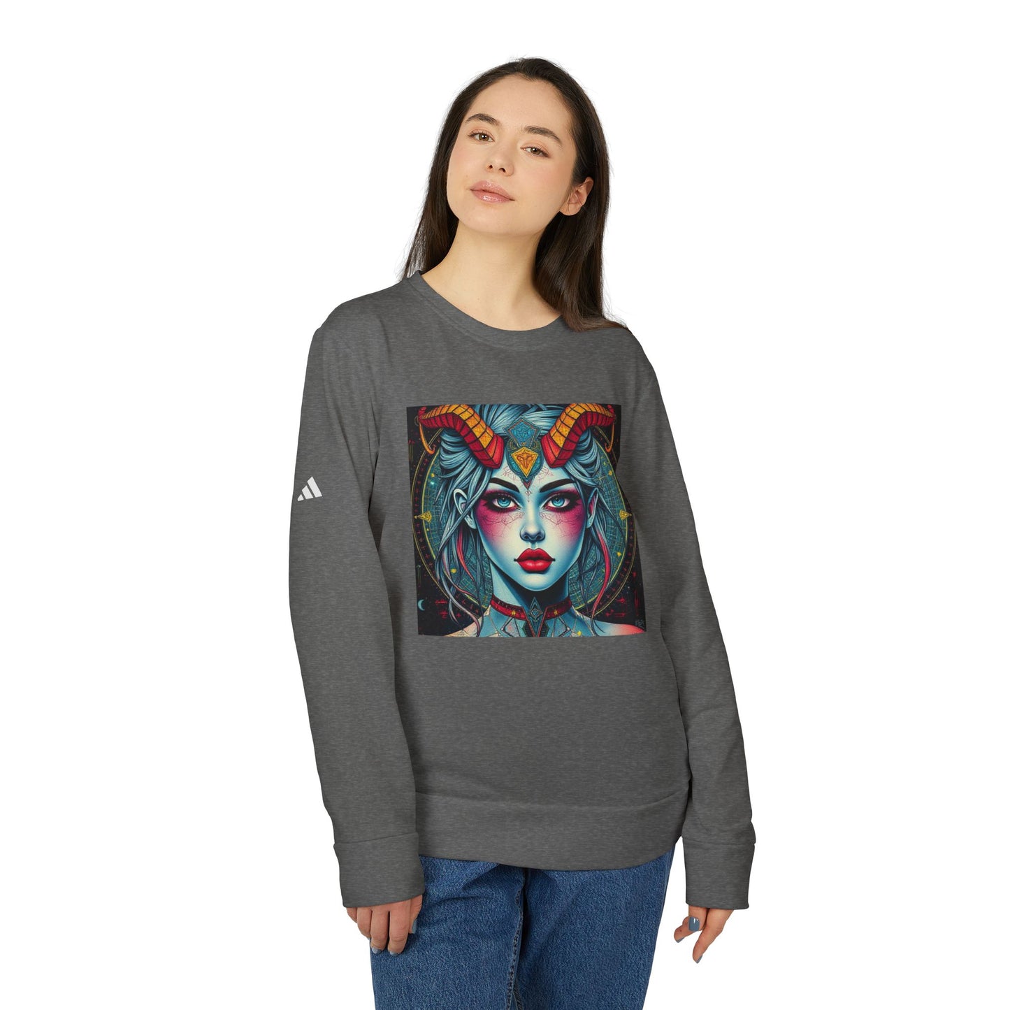 Adidas, Unisex Fleece Crewneck Sweatshirt, Capricorn, Pop Art, Zodiac