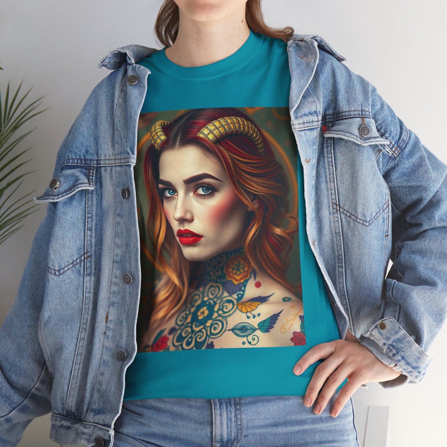 Unisex Heavy Cotton T-Shirt, Capricorn, Zodiac v3, Sexy Art