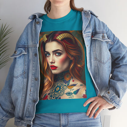 Unisex Heavy Cotton T-Shirt, Capricorn, Zodiac v3, Sexy Art