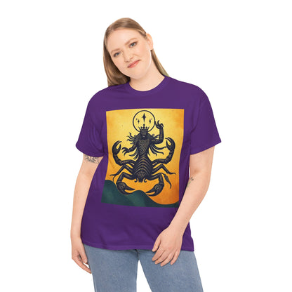 Unisex Heavy Cotton T-Shirt, Scorpion King, Print Art v1, Scorpio Zodiac Design