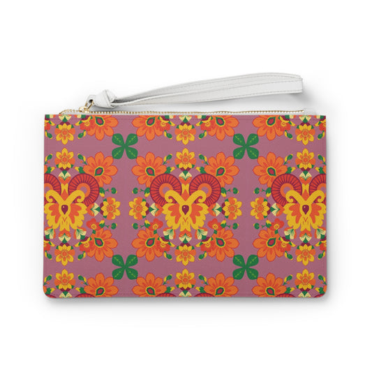 Clutch Bag, Aries, Zodiac v3, Flower Pattern