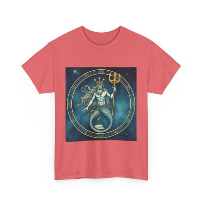 Unisex Heavy Cotton T-Shirt, Aquarius God 5v, Zodiac Design