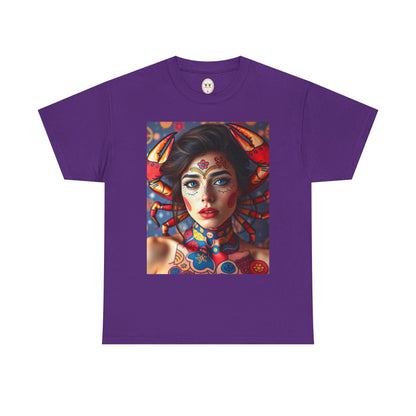 Unisex Heavy Cotton T-Shirt, Cancer, Zodiac v1, Sexy Art