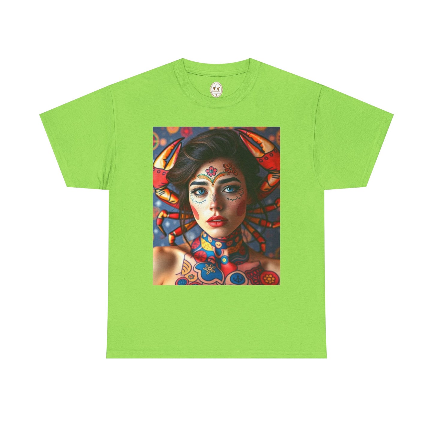 Unisex Heavy Cotton T-Shirt, Cancer, Zodiac v1, Sexy Art
