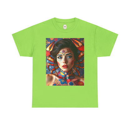 Unisex Heavy Cotton T-Shirt, Cancer, Zodiac v1, Sexy Art