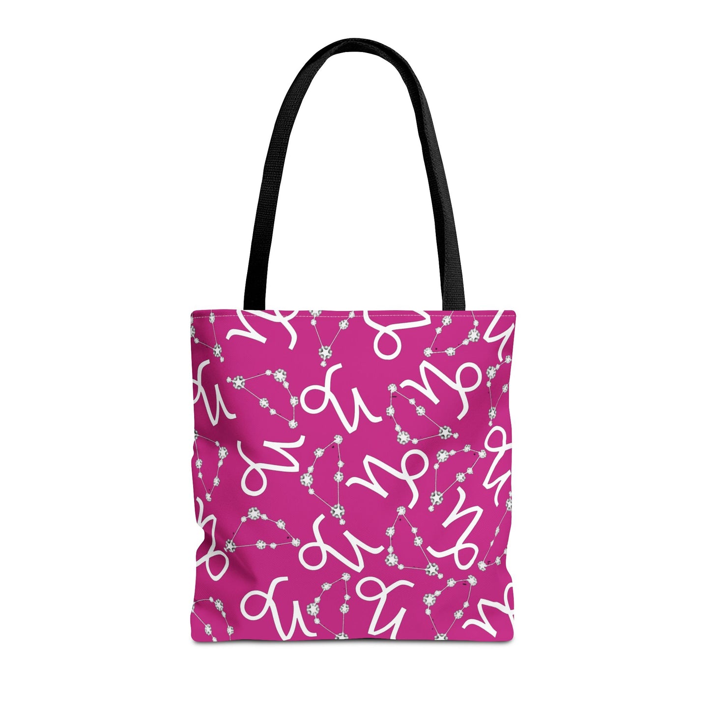 Tote Bag, Capricorn Zodiac Sign, AOP, (Pink, White)