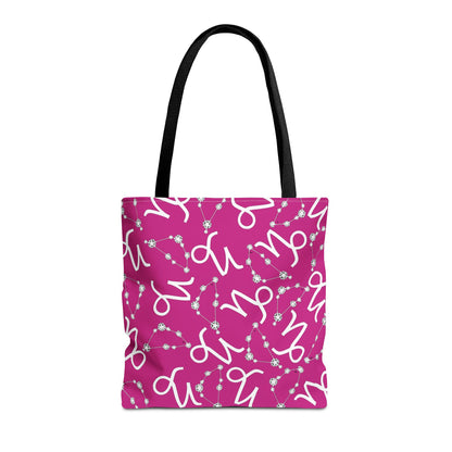 Tote Bag, Capricorn Zodiac Sign, AOP, (Pink, White)