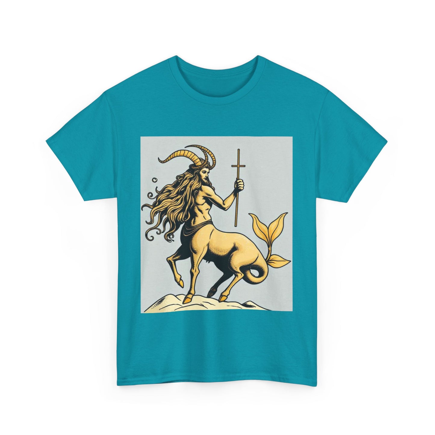 Unisex Heavy Cotton T-Shirt, Capricorn God v2, Zodiac Design