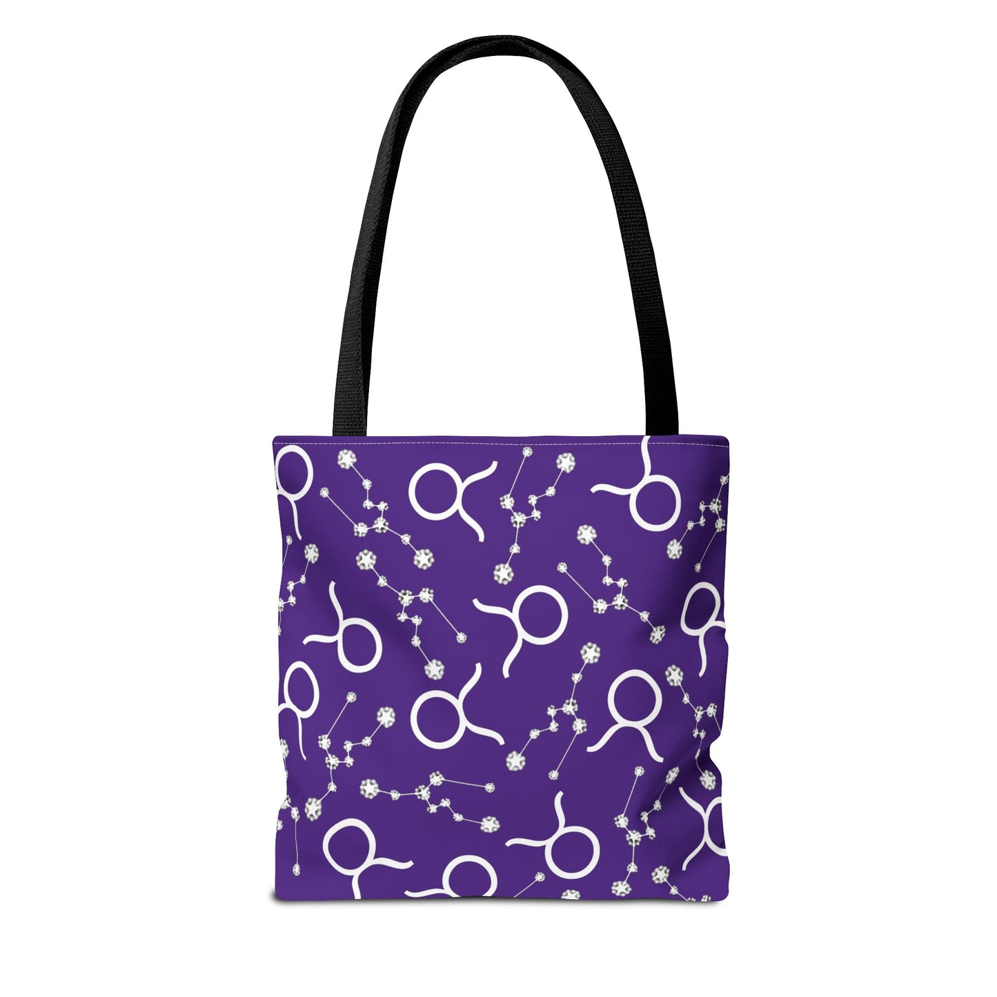 Tote Bag, Taurus Zodiac Sign, AOP, (Purple, White)
