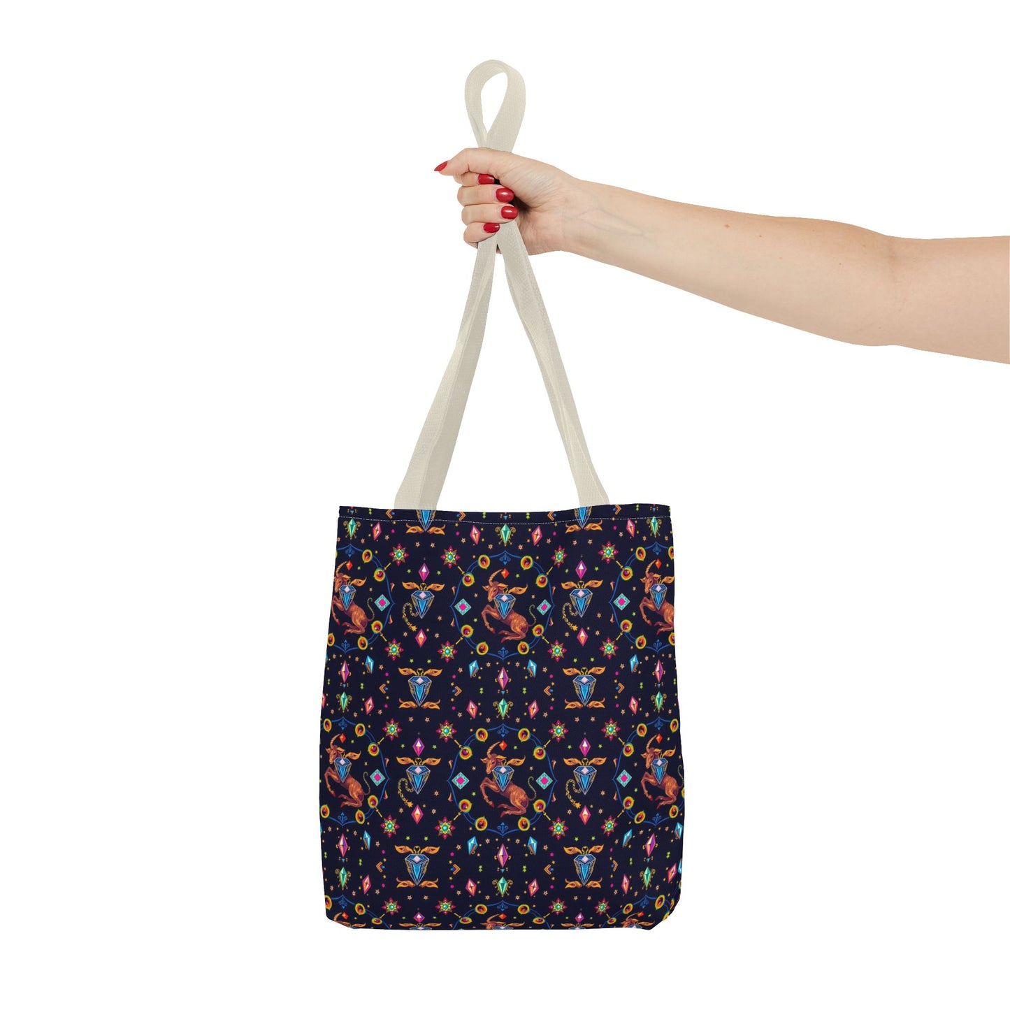 Tote Bag (AOP), Capricorn, Zodiac v1, Jewel Pattern
